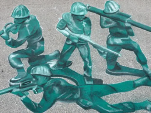 Plastic Army Men 3D chalk art