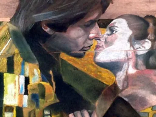 The Kiss by Klimt featuring Han & Leia 3D chalk art detail