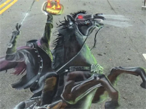 Headless Horseman 3D chalk art
