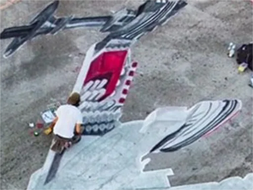 Lego Star Wars X-Wing Fighter 3D chalk art skew aerial view