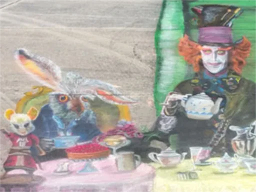 Alice in Wonderland 3D chalk art with Johnny Depp