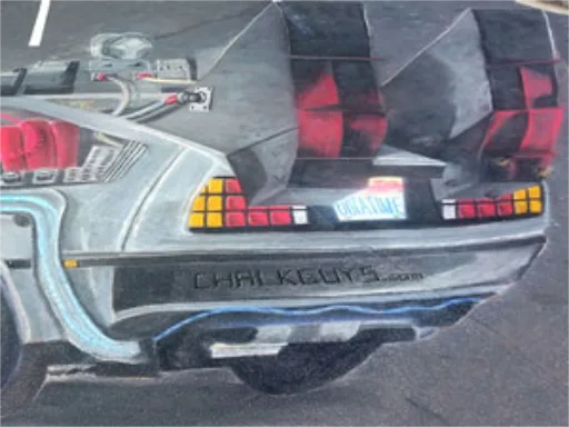 Back to the Future Deloreon 3D chalk art