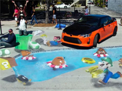 Nintendo Mario Brothers 3D chalk art