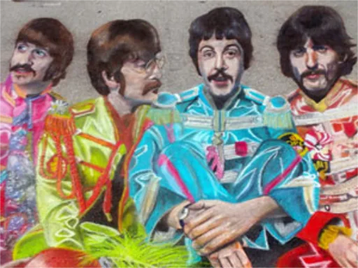 The Beatles' Sgt Pepper's Lonely Hearts Club Band 3D chalk art