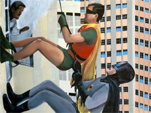 Batman & Robin 3D chalk art mural