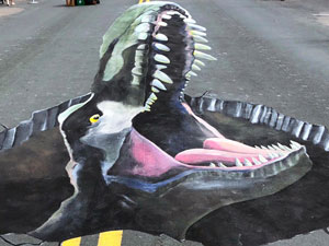 Tyrannosaurus Rex 3D pavement art