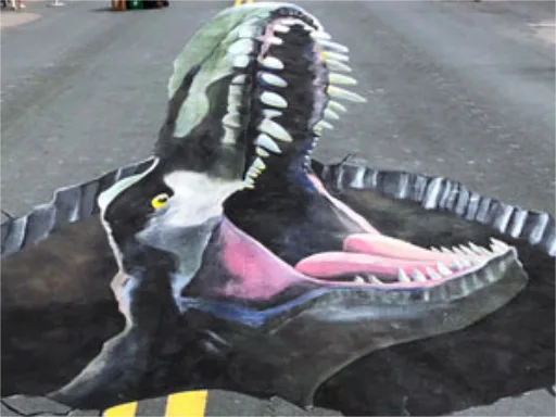 Tyrannosaurus Rex 3D chalk art