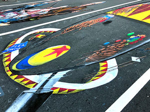 Flea circus 3D pavement art skew