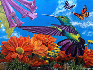Hummingbird garden main mural