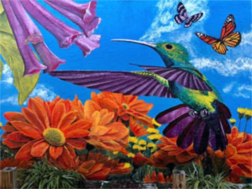 Hummingbird garden main mural