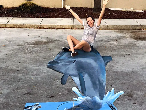 Sarasota Dolphin Postcard painted art