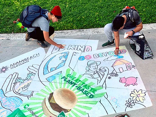 Spectator coloring Dunkin' Donuts 3D chalk art