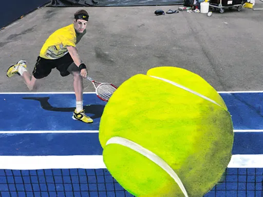 Miami Open tennis 3D chalk art