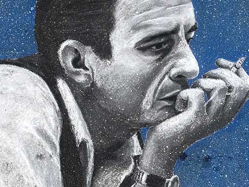 Johnny Cash portrait pavement chalk art