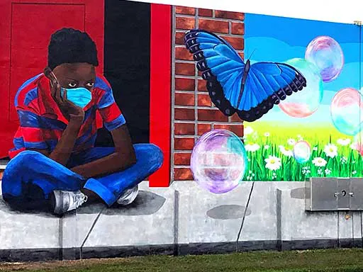 Public art mural Reclaiming the Distance at South Olive Park West Palm Beach