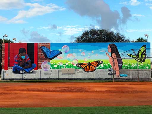 Public art mural Reclaiming the Distance at South Olive Park West Palm Beach