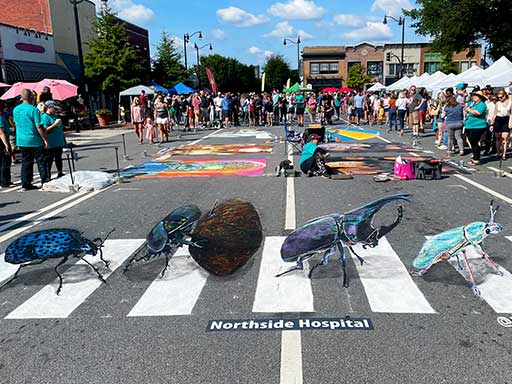 3D Beetles Abbey Road chalk image