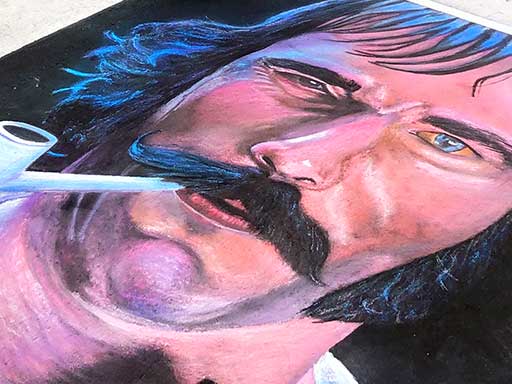 Chalk art of Daniel Day Lewis as Bill the Butcher from Gangs of New York