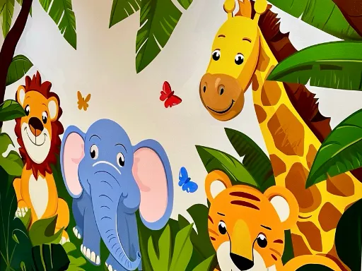 Wall mural of jungle animals