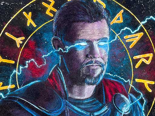 Chalk art of Marvel comics Thor