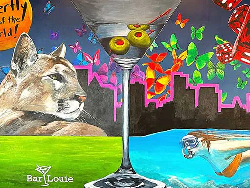 Detail from wall mural inspired by Pembroke Pines and South Florida, painted at Bar Louie Pembroke Pines