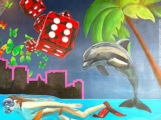 Detail from wall mural inspired by Pembroke Pines and South Florida, painted at Bar Louie Pembroke Pines