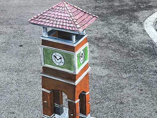 Weston bell tower 3D chalk art