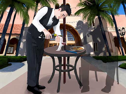 3D interactive painting of Palm Beach County Boca Raton dining