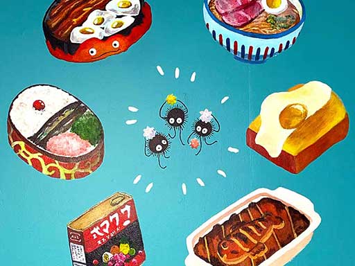 Wall mural of Studio Ghibli food items