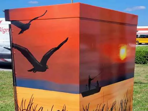 Electrical box art of fishing on Lake Okeechobee.