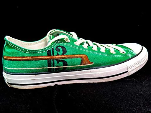 Viola-themed art on Painted Converse All-Star low-top sneakers