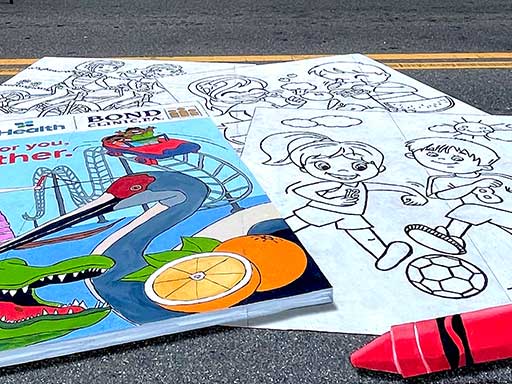 3D painted image of Health-themed interactive coloring book