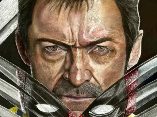 Chalk portrait art of Marvel's Deadpool and Wolverine.