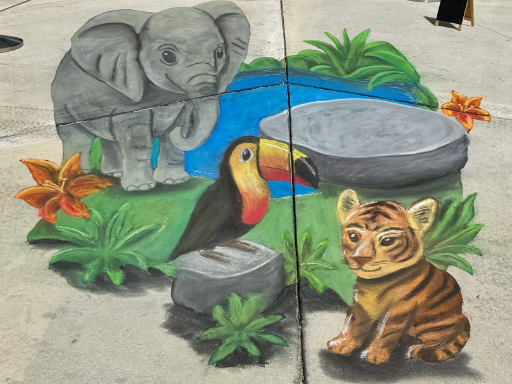 3D painted art of jungle animals.