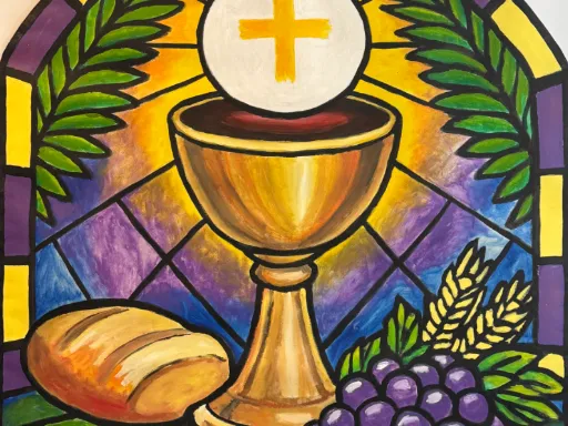 Painted artwork to celebrate Holy Week 2026 for St. Mark's Episcopal School.