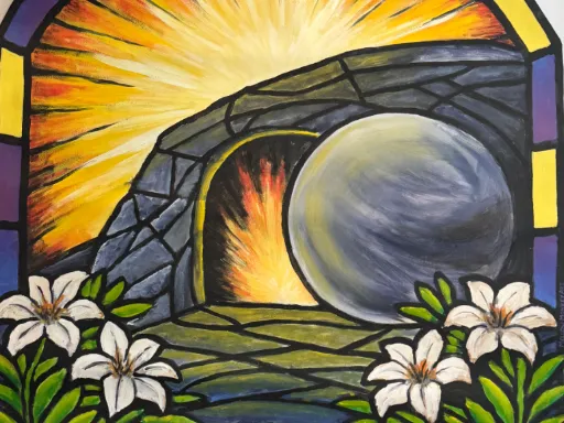 Painted artwork to celebrate Holy Week 2026 for St. Mark's Episcopal School.