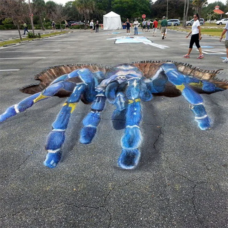 Gooty Sapphire Ornamental Tarantula spider 3D chalk art.
