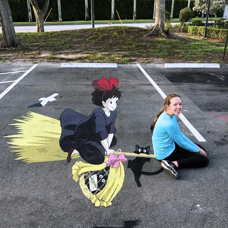 Kiki's Delivery Service 3D chalk art.