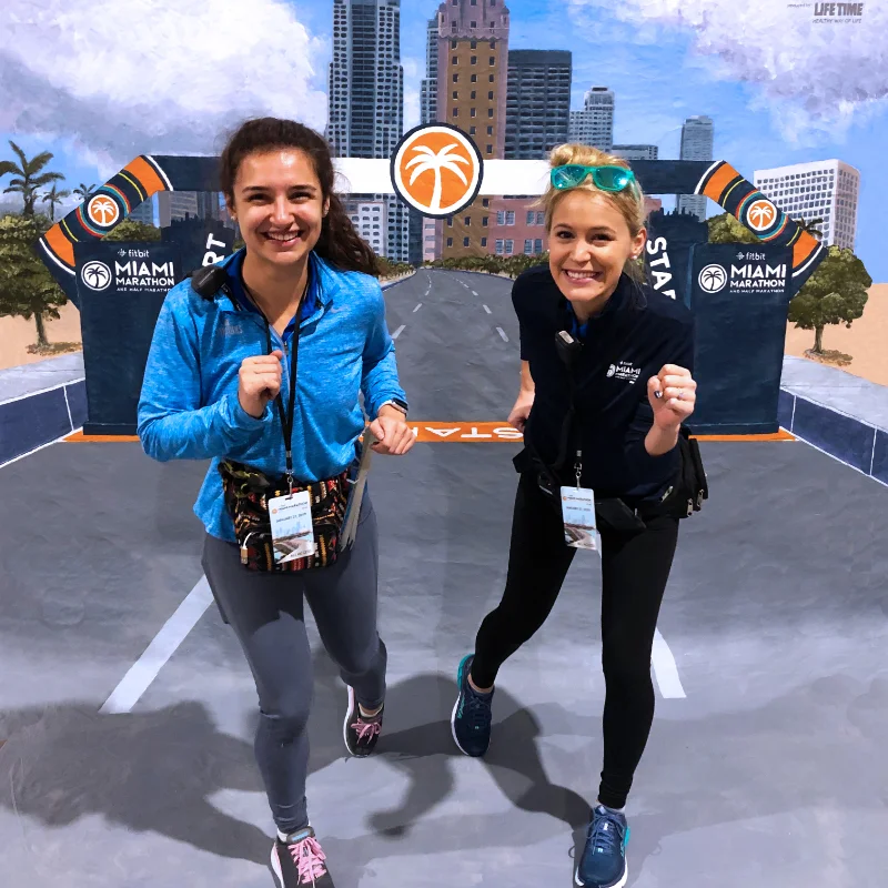 Miami Marathon starting line 3D chalk art wall-to-floor mural.