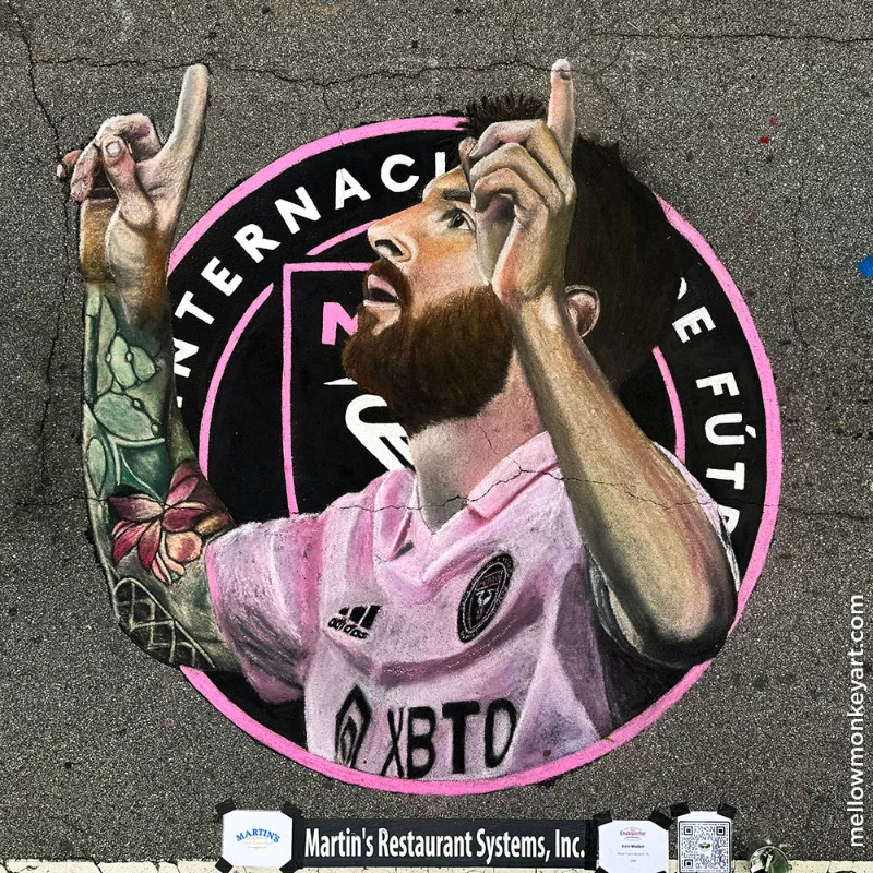 Chalk image of Inter Miami soccer player Lionel Messi.